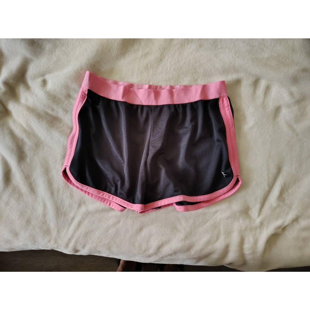 Danskin Now Womens Grey Pink Mesh Athletic Dolphinβ Shorts L 12-14 DNL24200